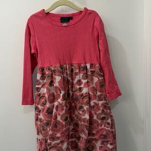 Boden Pink Rose Print Kids Dress